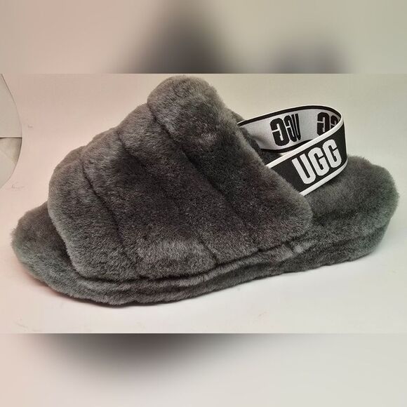 NWT UGG Charcoal Plush Women's Slippers 8 - Picture 1 of 11